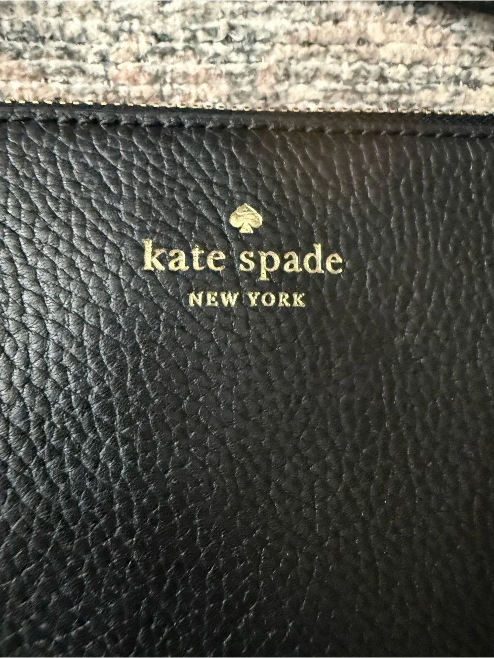 kate spade Black Pebbled Leather Crossbody Bag with Gold Logo